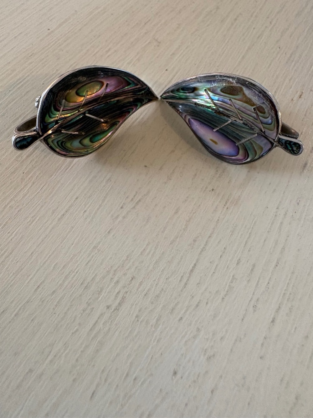 Vintage Taxco Sterling and Abalone Screw Back Earrings